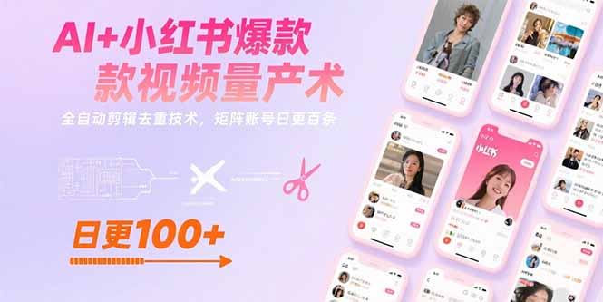 20260302025227-69a4fb6b7ee2d.jpg AI+小红书爆款视频量产术:全自动剪辑去重技术,矩阵账号日更百条