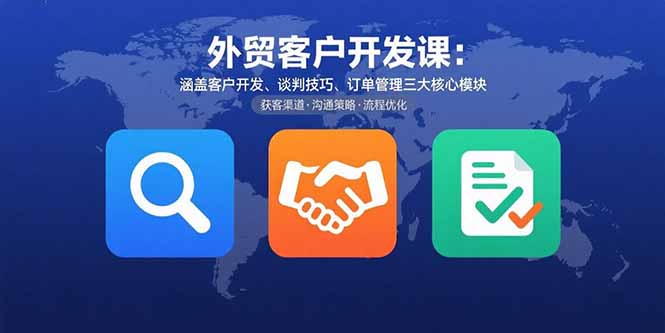 20260302030024-69a4fd4858b22.jpg 外贸客户开发课:涵盖客户开发、谈判技巧、订单管理三大核心模块
