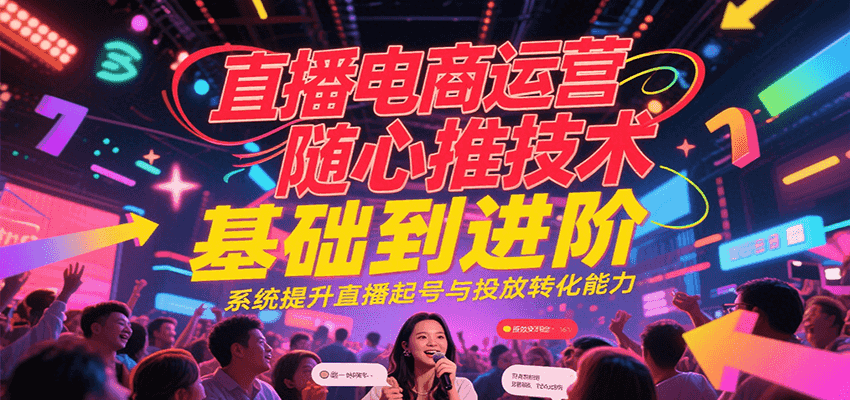 20260302031604-69a500f46aee3.png 直播电商运营随心推投放技术基础到进阶,系统提升直播起号与投放转化能力