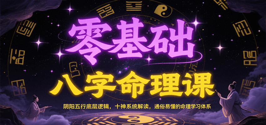 20260302031625-69a5010966922.png 零基础八字命理课:阴阳五行底层逻辑,十神系统解读,通俗易懂的命理学习体系