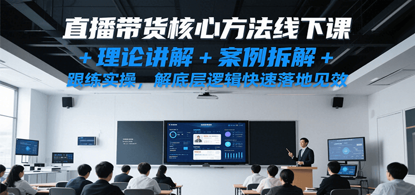 20260302031627-69a5010bcd9e9.png 直播带货核心方法线下课,理论讲解+案例拆解+跟练实操,解底层逻辑快速落地见效