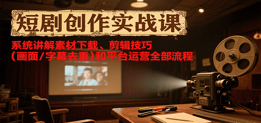 20260302031928-69a501c070c16.png 短剧创作实战课,系统讲解素材下载、剪辑技巧(画面/字幕去重)和平台运营全部流程