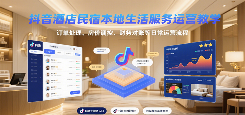 20260302032235-69a5027b87505.png 抖音酒店民宿本地生活服务运营教学,订单处理、房价调控、财务对账等日常运营流程