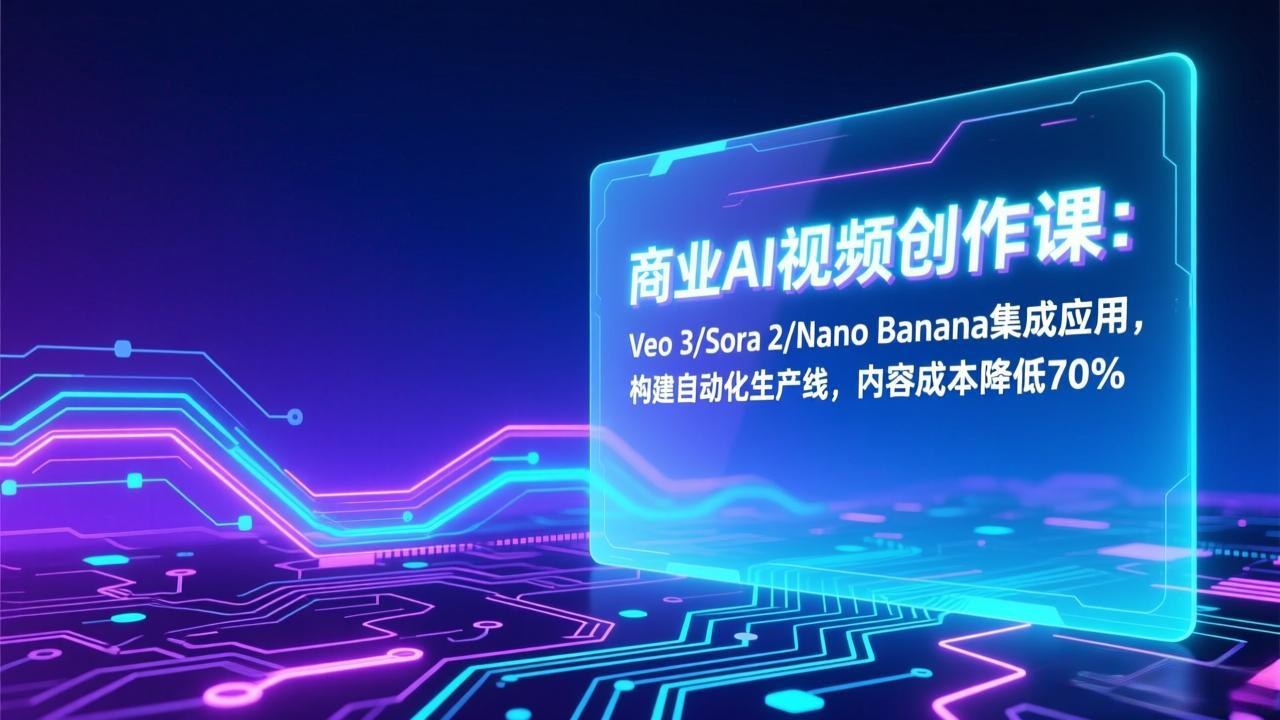 20260302033542-69a5058e1cef5.jpg 商业AI视频创作课:Veo 3/Sora 2/Nano Banana集成应用,构建自动化生产线,内容成本降低70%