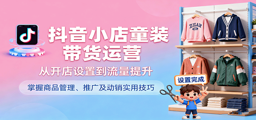 20260302033959-69a5068fe5342.png 抖音小店童装带货运营,从开店设置到流量提升,掌握商品管理、推广及动销实用技巧