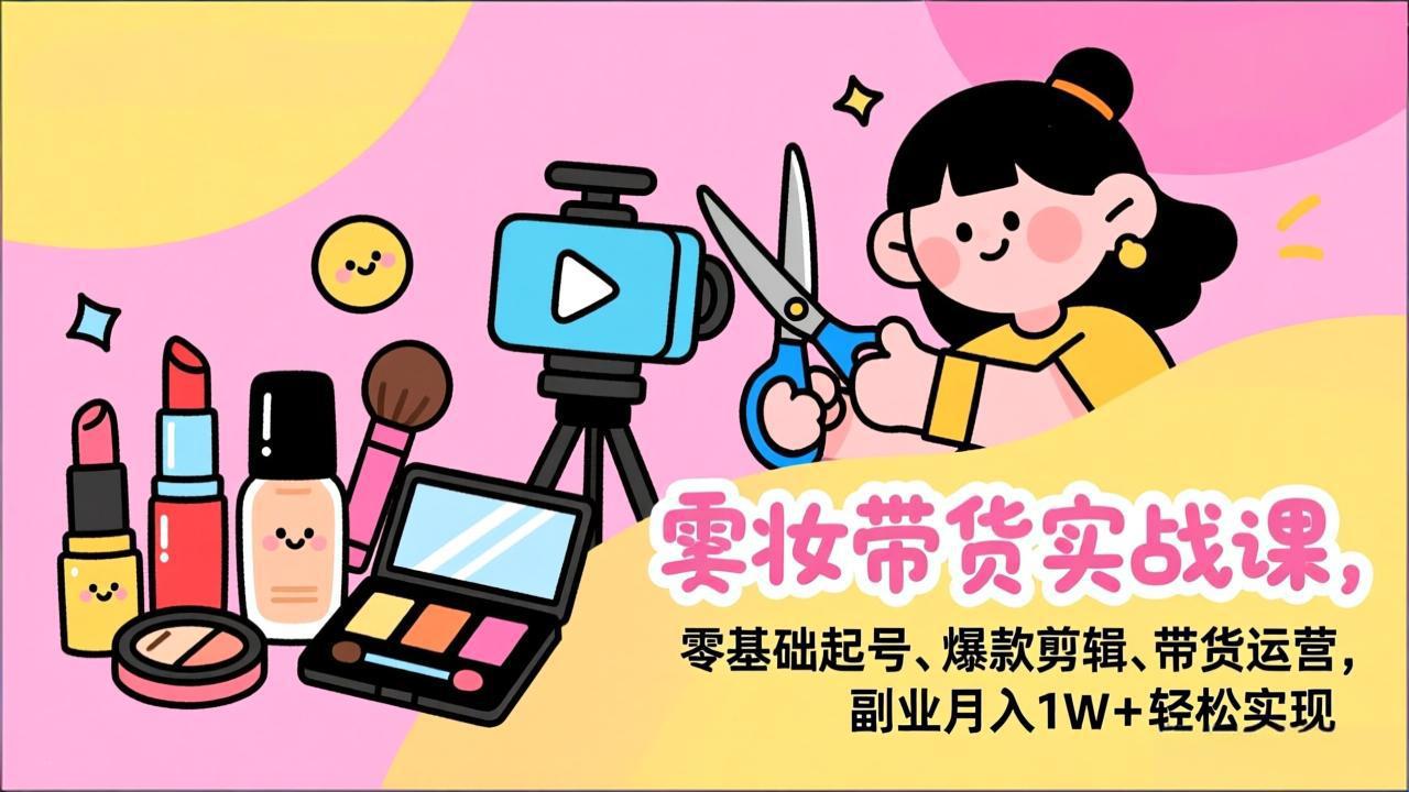 20260302034132-69a506ece8c02.jpeg 美妆带货实战课,零基础起号、爆款剪辑、带货运营,副业月入1W+轻松实现