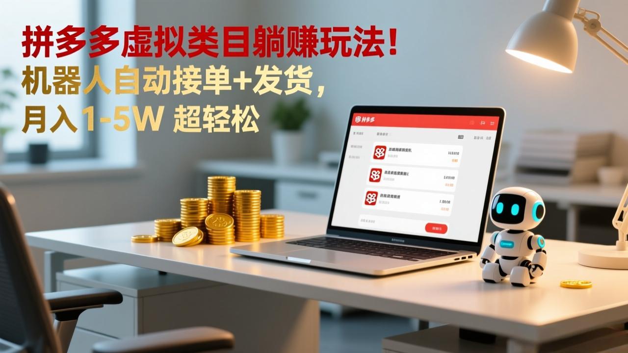 20260302034155-69a50703443a2.jpeg 多多虚拟类目躺赚玩法!机器人自动接单+发货,月入 1-5W 超轻松