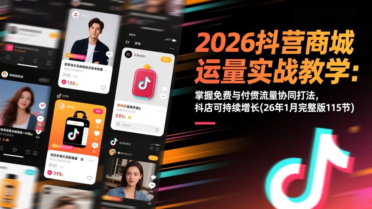 20260302034221-69a5071d847a1.jpeg 2026抖音商城运营实战教学:掌握免费与付费流量协同打法,抖店可持续增长(26年1月完整版115节)