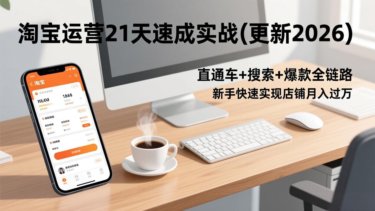 20260302034323-69a5075b27e05.jpeg 淘宝运营21天速成实战(更新2026),直通车+搜索+爆款全链路,新手快速实现店铺月入过万