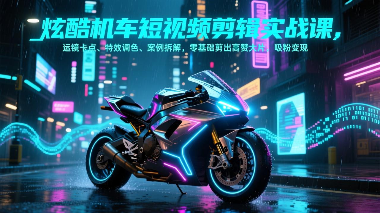 20260302034603-69a507fb16bd9.jpeg 炫酷机车短视频剪辑实战课,运镜卡点、特效调色、案例拆解,零基础剪出高赞大片,吸粉变现