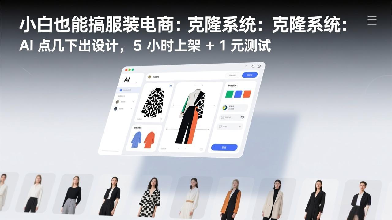 20260302034924-69a508c4cfac5.jpeg 小白也能搞服装电商:克隆系统:AI 点几下出设计,5 小时上架 + 1 元测试