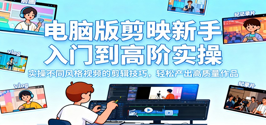 20260302035032-69a5090800c0c.jpg 电脑版剪映新手入门到高阶实操,实操不同风格视频的剪辑技巧,轻松产出高质量作品