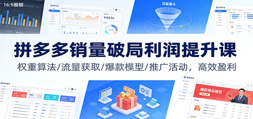 20260302040209-69a50bc10bd36.jpg 拼多多销量破局利润提升课:权重算法/流量获取/爆款模型/推广活动,高效盈利