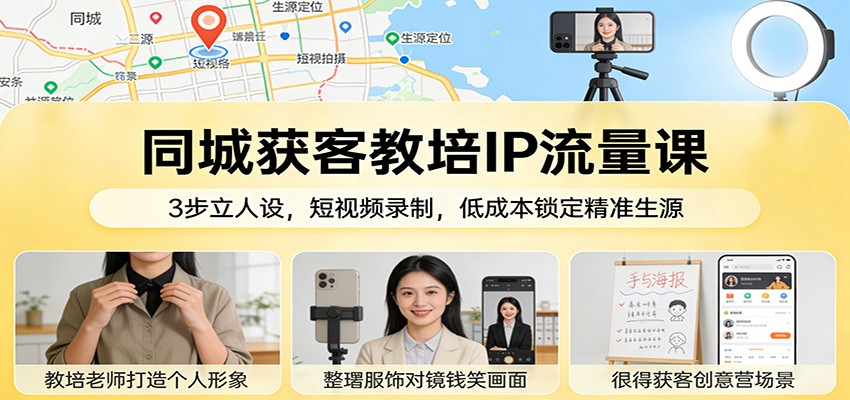 20260302041339-69a50e733755a.jpg 同城获客教培IP流量课:3步立人设,短视频录制,低成本锁定精准生源