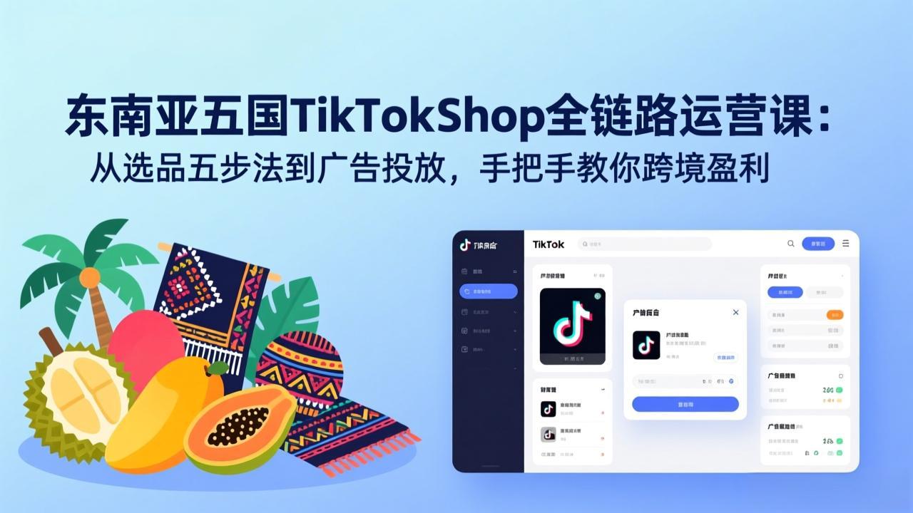 20260304064746-69a7d592a9f89.jpeg 东南亚五国TikTok Shop全链路运营课:从选品五步法到广告投放,手把手教你跨境盈利
