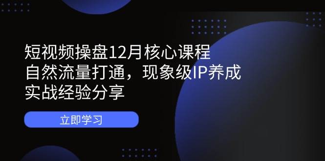 短视频操盘12月核心课程:自然流量打通,现象级IP养成,实战经验分享网赚项目-副业赚钱-互联网创业-资源整合百读客