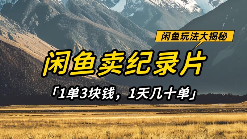 闲鱼卖纪录片,简单又赚钱的小项目,1单3块钱 1天几十单网赚项目-副业赚钱-互联网创业-资源整合百读客