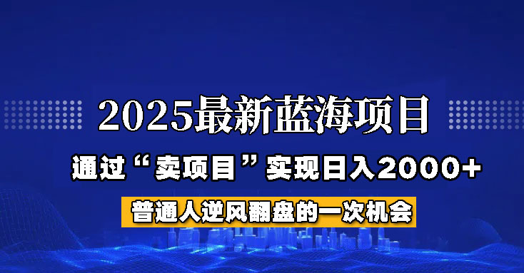 2025年蓝海项目,如何通过“网创项目”日入2000+网赚项目-副业赚钱-互联网创业-资源整合百读客