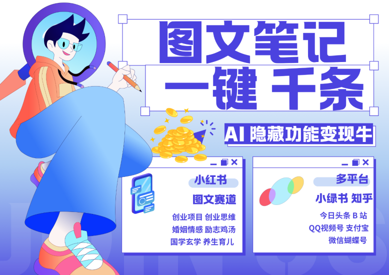 1键生成数千条图文 创业国学 秒生笔记 小红书小绿书图文 轻松引流 变现30000+网赚项目-副业赚钱-互联网创业-资源整合百读客