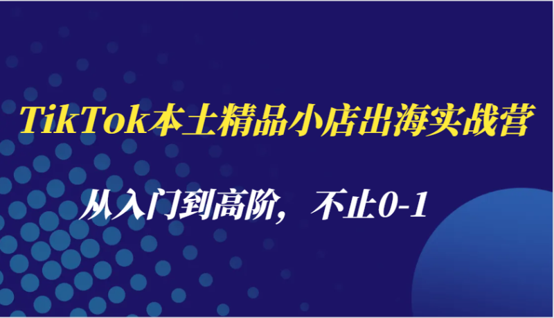 TikTok本土精品小店出海实战营,从入门到高阶,不止0-1网赚项目-副业赚钱-互联网创业-资源整合百读客