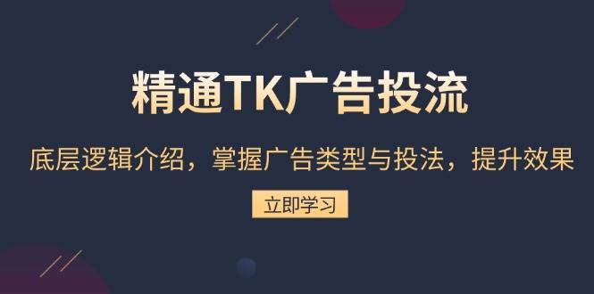 精通TK广告投流:底层逻辑介绍,掌握广告类型与投法,提升效果网赚项目-副业赚钱-互联网创业-资源整合百读客