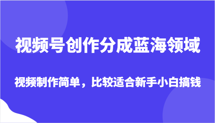 视频号创作分成蓝海领域，视频制作简单，比较适合新手小白搞钱网赚项目-副业赚钱-互联网创业-资源整合百读客
