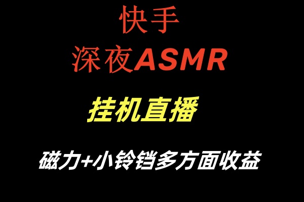 快手深夜ASMR挂机直播磁力+小铃铛多方面收益网赚项目-副业赚钱-互联网创业-资源整合百读客
