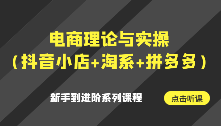 电商理论与实操(抖音小店+淘系+拼多多)新手到进阶系列课程网赚项目-副业赚钱-互联网创业-资源整合百读客