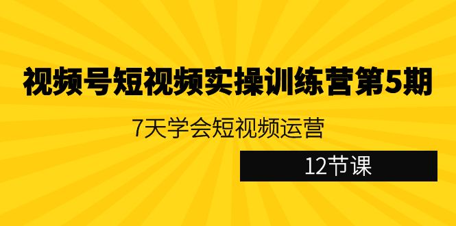 视频号短视频实操训练营第5期:7天学会短视频运营(12节课)网赚项目-副业赚钱-互联网创业-资源整合百读客