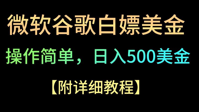 微软谷歌项目3.0,轻松日赚500+美金,操作简单,小白也可轻松入手!网赚项目-副业赚钱-互联网创业-资源整合百读客