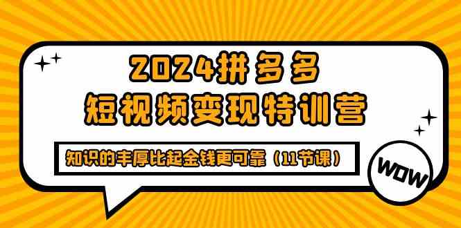 2024拼多多短视频变现特训营,知识的丰厚比起金钱更可靠(11节课)网赚项目-副业赚钱-互联网创业-资源整合百读客