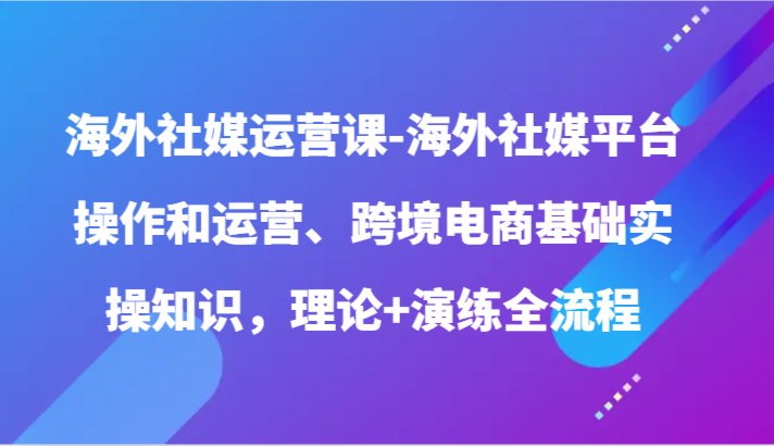 海外社媒运营课-海外社媒平台操作和运营、跨境电商基础实操知识,理论+演练全流程网赚项目-副业赚钱-互联网创业-资源整合百读客