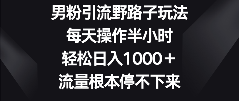 男粉引流野路子玩法,每天操作半小时轻松日入1000+,流量根本停不下来网赚项目-副业赚钱-互联网创业-资源整合百读客