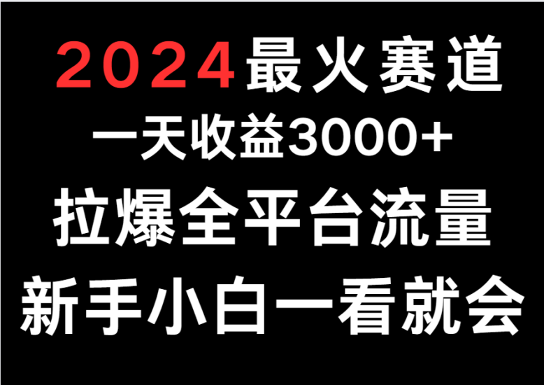 2024最火赛道，一天收一3000+.拉爆全平台流量，新手小白一看就会网赚项目-副业赚钱-互联网创业-资源整合百读客
