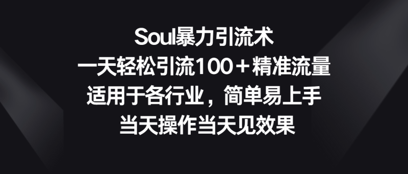 Soul暴力引流术，一天轻松引流100＋精准流量，适用于各行业，简单易上手！网赚项目-副业赚钱-互联网创业-资源整合百读客