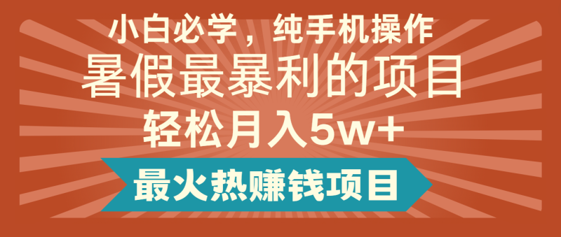 2024暑假最赚钱的项目，简单无脑操作，每单利润最少500+，轻松月入5万+网赚项目-副业赚钱-互联网创业-资源整合百读客