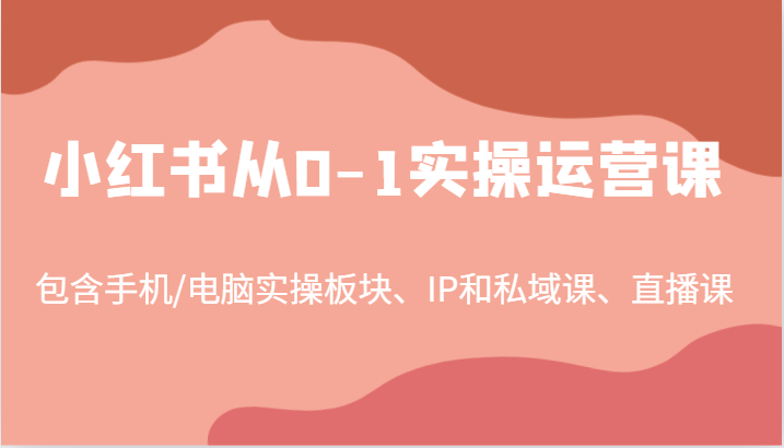 小红书从0-1实操运营课,包含手机/电脑实操板块、IP和私域课、直播课(97节)网赚项目-副业赚钱-互联网创业-资源整合百读客