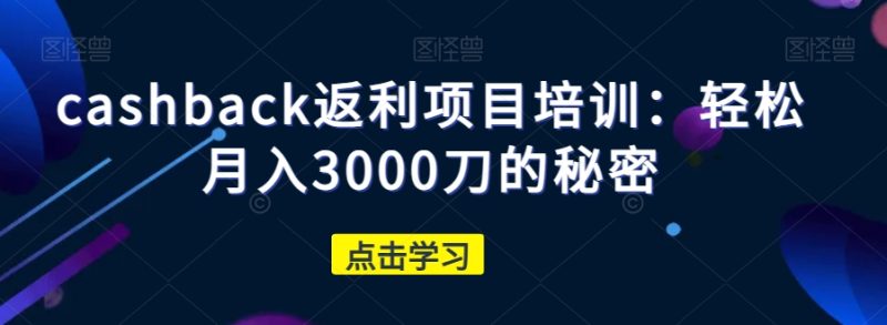 cashback返利项目培训：轻松月入3000刀的秘密网赚项目-副业赚钱-互联网创业-资源整合百读客