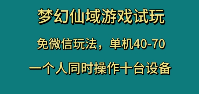 梦幻仙域游戏试玩，免微信玩法，单机40-70，一个人同时操作十台设备【揭秘】网赚项目-副业赚钱-互联网创业-资源整合百读客