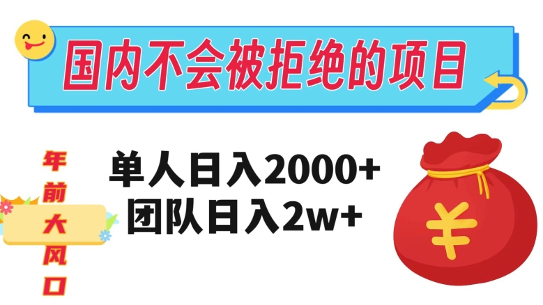 在国内不怕被拒绝的项目，单人日入2000，团队日入20000+【揭秘】网赚项目-副业赚钱-互联网创业-资源整合百读客