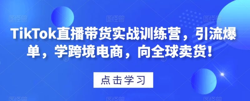 TikTok直播带货实战训练营,引流爆单,学跨境电商,向全球卖货!网赚项目-副业赚钱-互联网创业-资源整合百读客