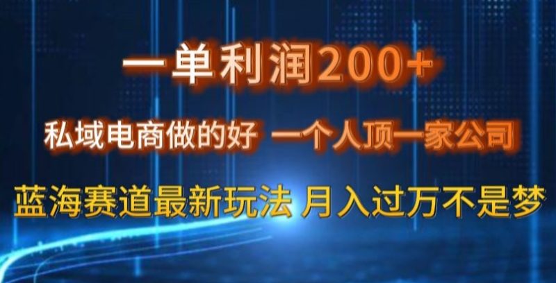 一单利润200私域电商做的好，一个人顶一家公司蓝海赛道最新玩法【揭秘】网赚项目-副业赚钱-互联网创业-资源整合百读客