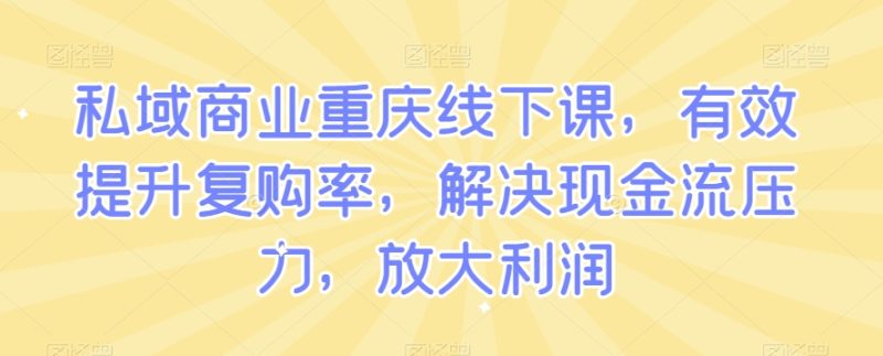 私域商业重庆线下课，有效提升复购率，解决现金流压力，放大利润网赚项目-副业赚钱-互联网创业-资源整合百读客