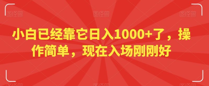 小白已经靠它日入1000+了，操作简单，现在入场刚刚好【揭秘】网赚项目-副业赚钱-互联网创业-资源整合百读客