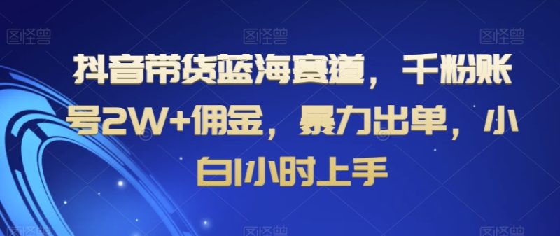 抖音带货蓝海赛道，千粉账号2W+佣金，暴力出单，小白1小时上手【揭秘】网赚项目-副业赚钱-互联网创业-资源整合百读客