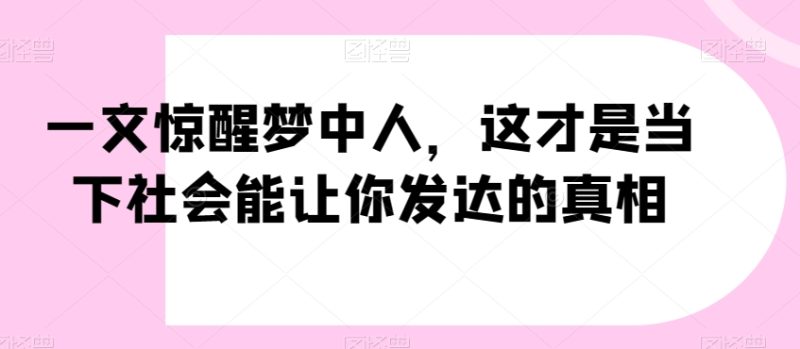 一文惊醒梦中人,这才是当下社会能让你发达的真相【公众号付费文章】网赚项目-副业赚钱-互联网创业-资源整合百读客