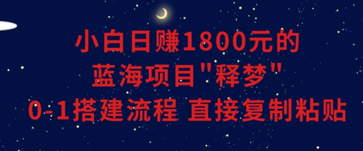 小白能日赚1800元的蓝海项目”释梦”0-1搭建流程可直接复制粘贴长期做网赚项目-副业赚钱-互联网创业-资源整合百读客