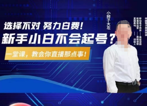 大左教您从0到1做直播带货,选择不对,努力白费,5小时课程搞定那点事,解决你起号问题网赚项目-副业赚钱-互联网创业-资源整合百读客