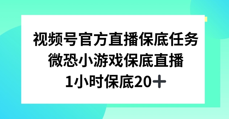 视频号直播任务，微恐小游戏，1小时20+网赚项目-副业赚钱-互联网创业-资源整合百读客