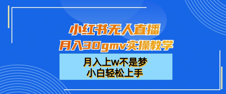 小红书无人直播月入30gmv实操教学,月入上w不是梦,小白轻松上手网赚项目-副业赚钱-互联网创业-资源整合百读客